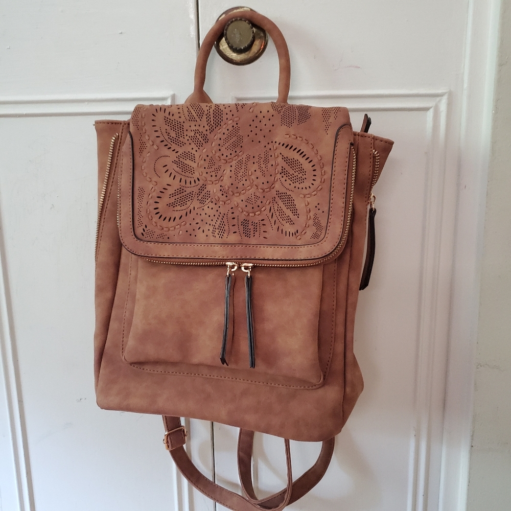NWOT faux leather Backpack